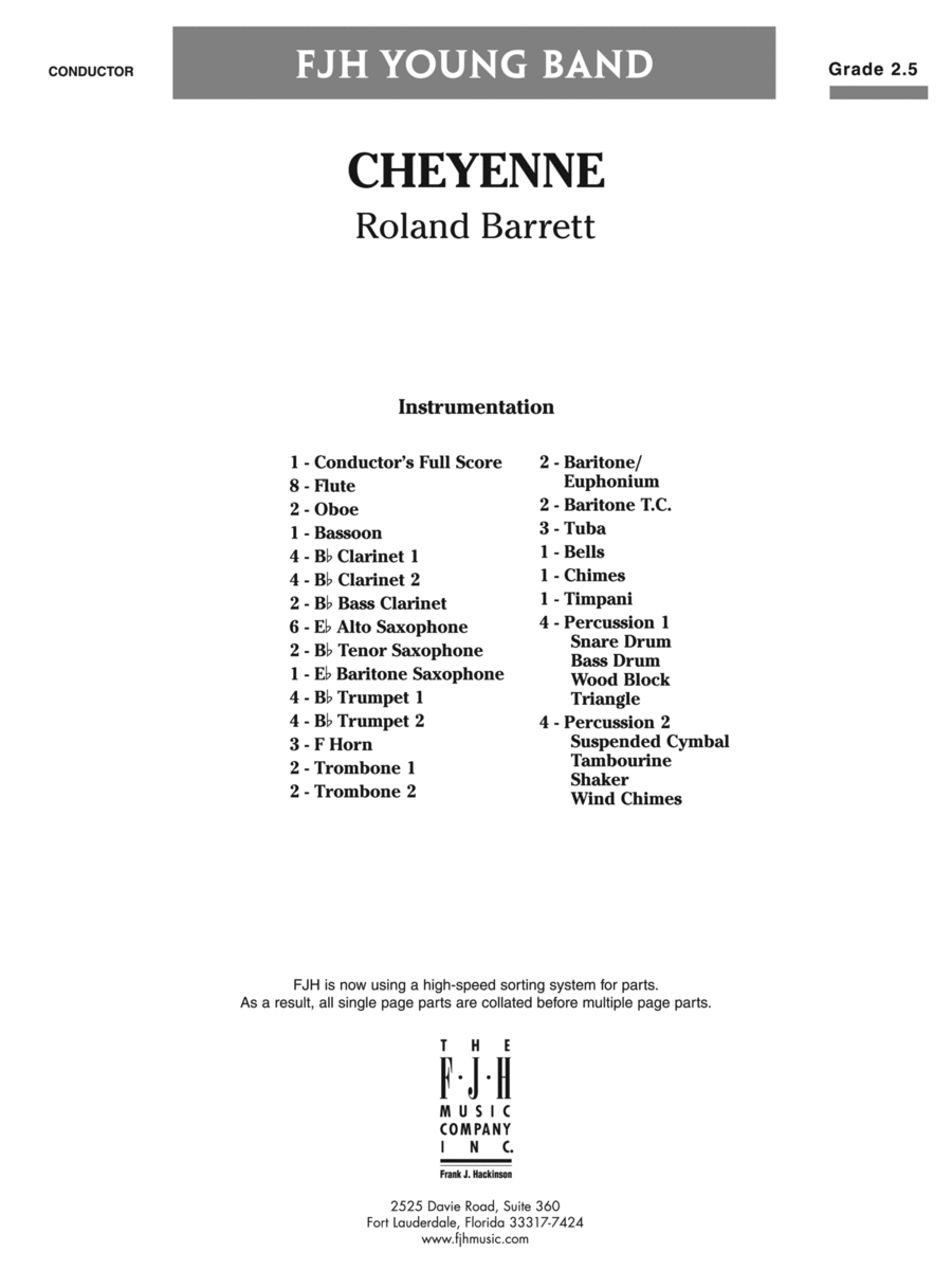Cheyenne: Score Concert Band scores gallery preview page 1