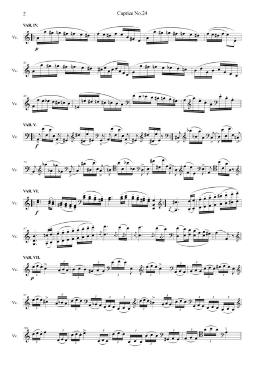 N. Paganini : Caprice No.24 Cello scores gallery preview page 2