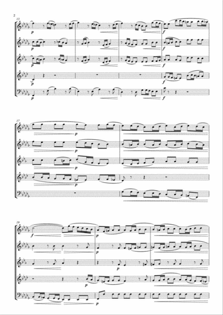 Prelude and Fugue in B Flat Minor BWV 867, for Wind Quintet Woodwind Quintet scores gallery preview page 4