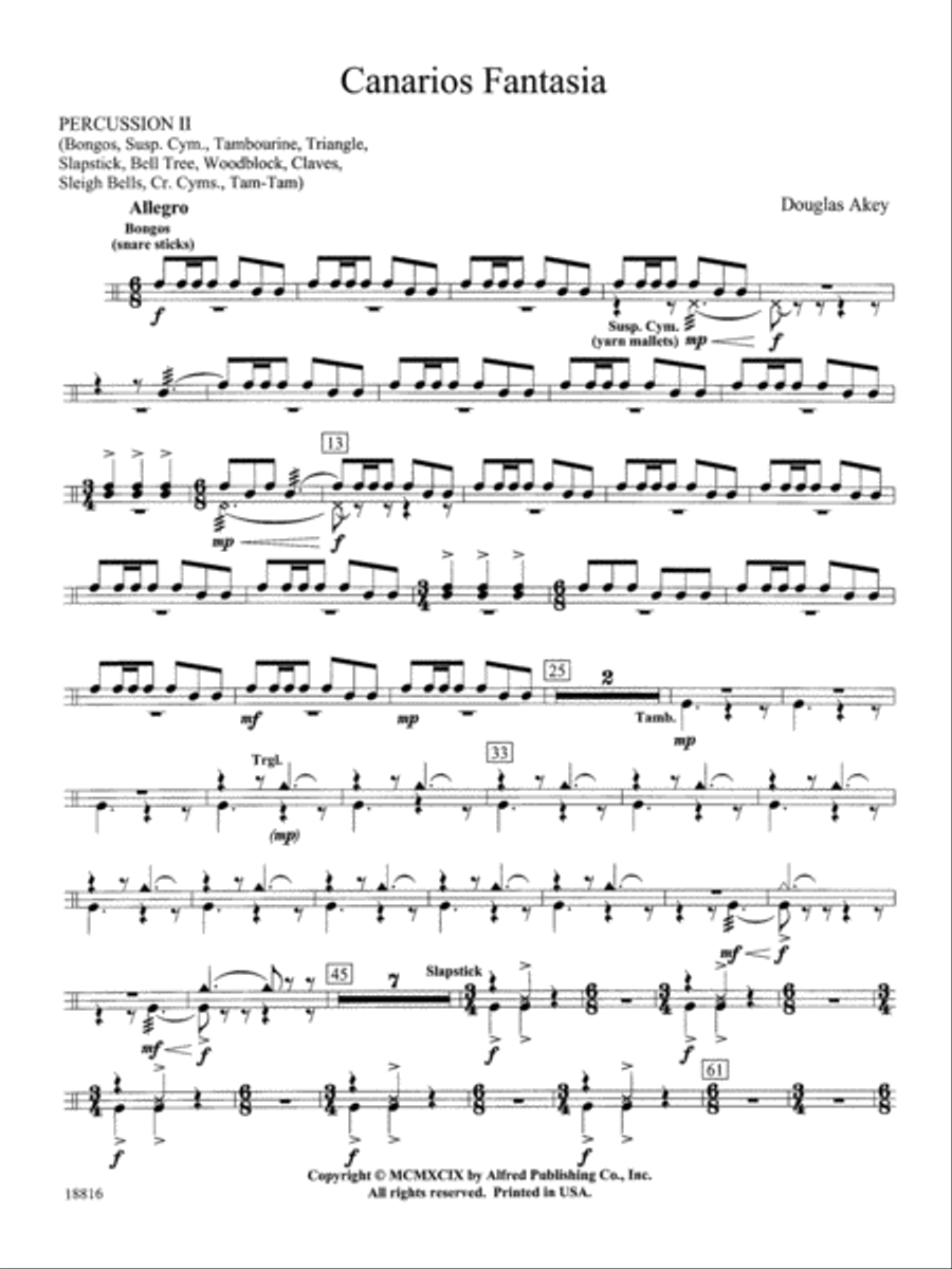 Canarios Fantasia: 2nd Percussion Concert Band scores gallery preview page 1