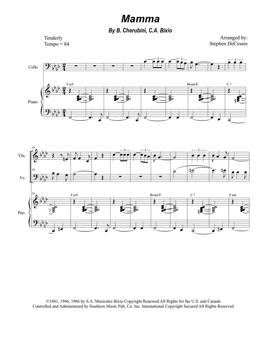Mama (mamma) Mama (mamma) Piano Trio scores gallery preview page 1