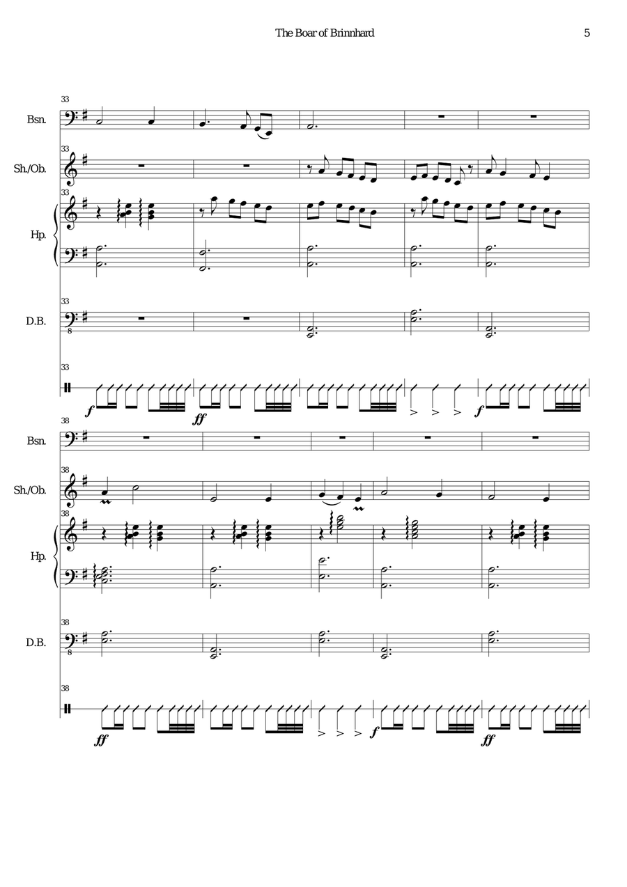 The Boar of Brinnhard (instrumental version) Bassoon scores gallery preview page 5