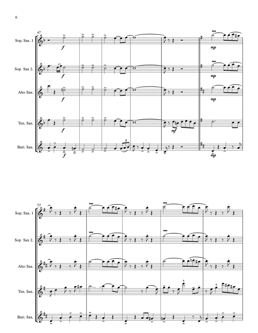 Battle Hymn of the Republic for Saxophone Quintet Saxophone Quintet scores gallery preview page 6