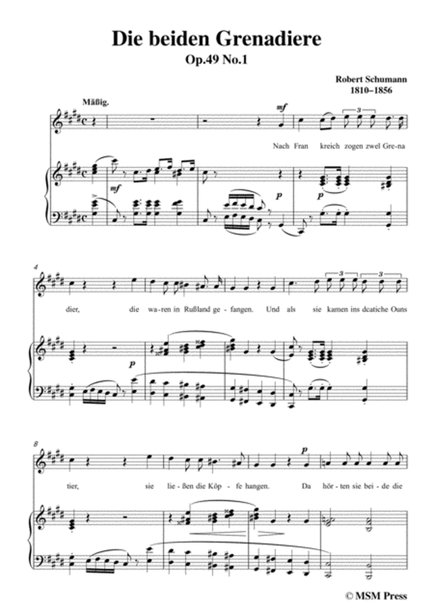 Schumann-Die beiden Grenadiere,in c sharp minor,for Voice and Piano image number null