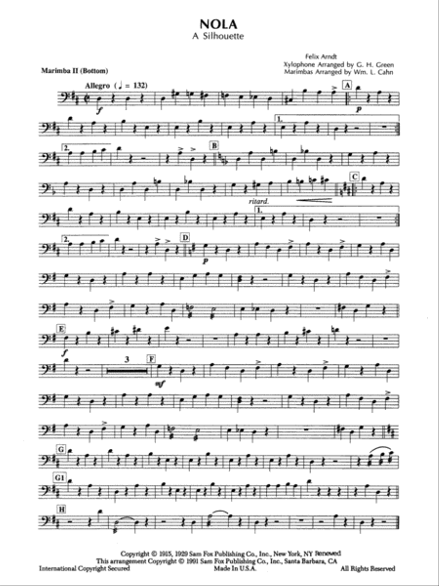 Nola: M2B Nola: M2B Percussion Ensemble scores gallery preview page 1