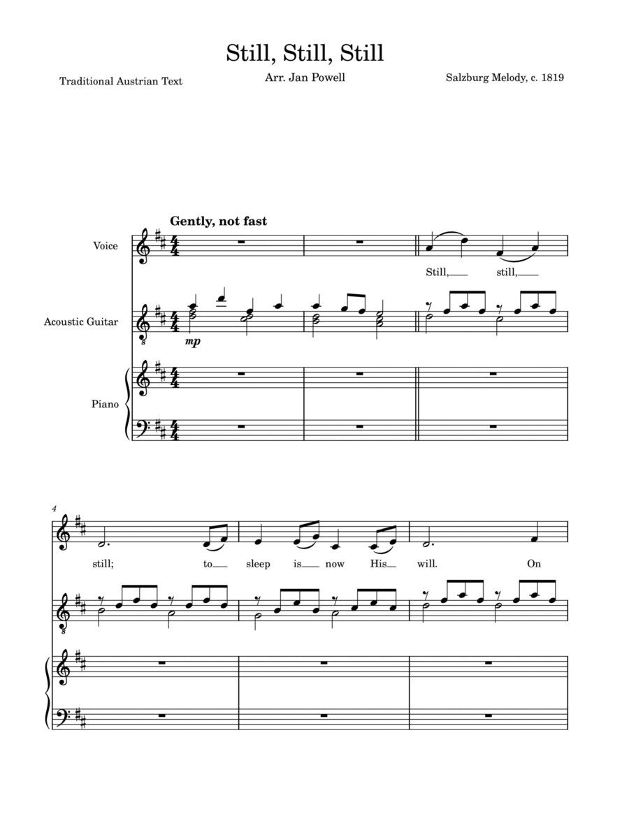Still, Still, Still (Austrian Carol) Piano, Vocal, Guitar scores gallery preview page 1