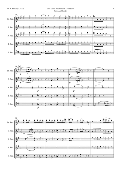 Eine kleine Nachtmusik by Mozart for Recorder Quintet image number null