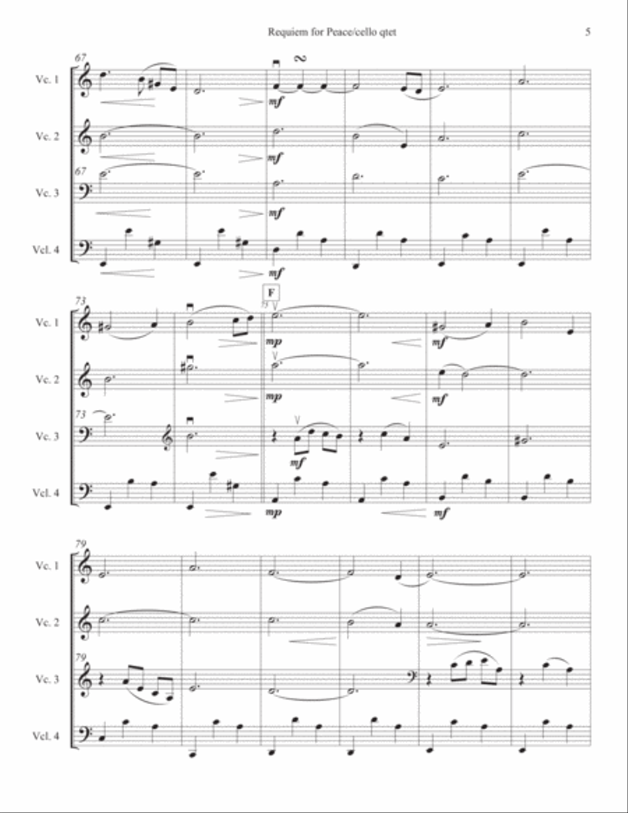 Requiem for Peace (for cello quartet) Cello scores gallery preview page 5