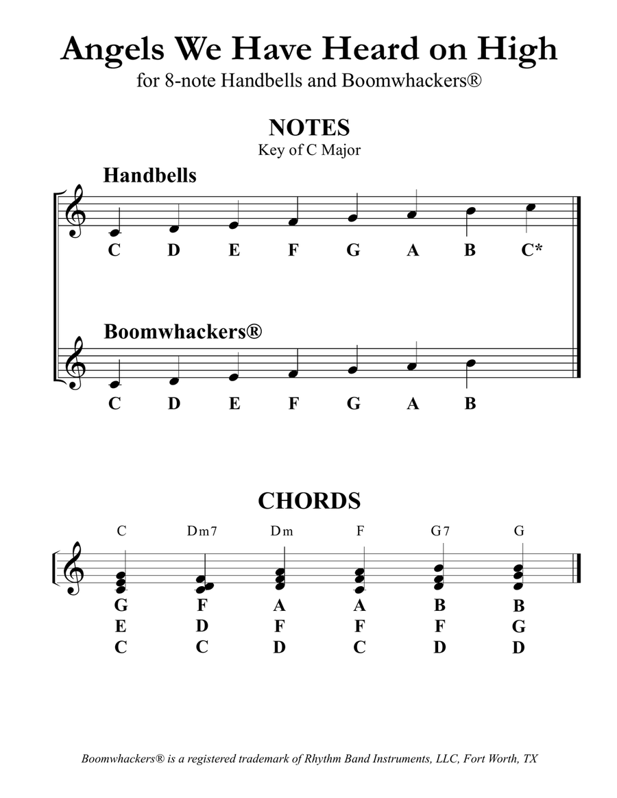 Ten Christmas Carols for 8-note Bells and Boomwhackers® (with Black and White Notes) image number null