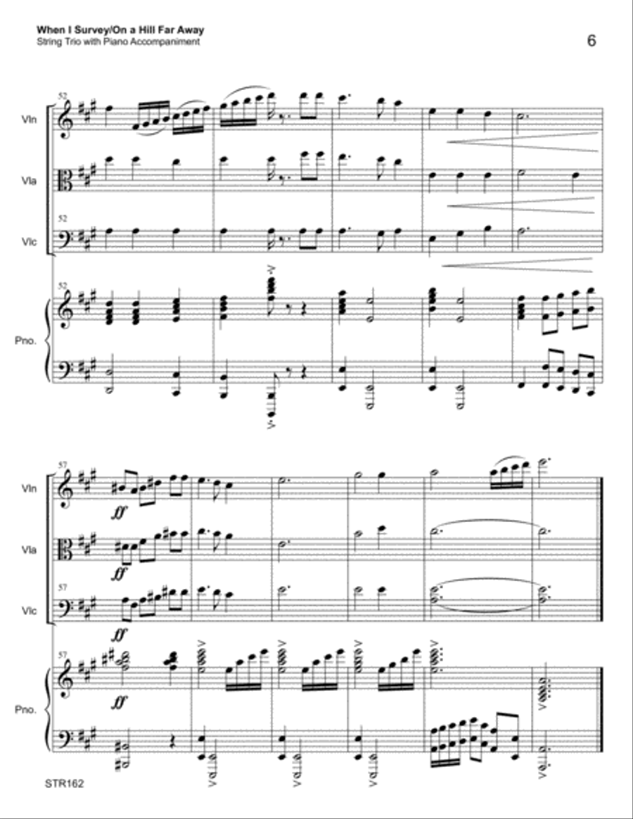 WHEN I SURVEY THE WONDROUS CROSS/ON A HILL FAR AWAY - STRING TRIO with Piano Piano Quartet scores gallery preview page 6