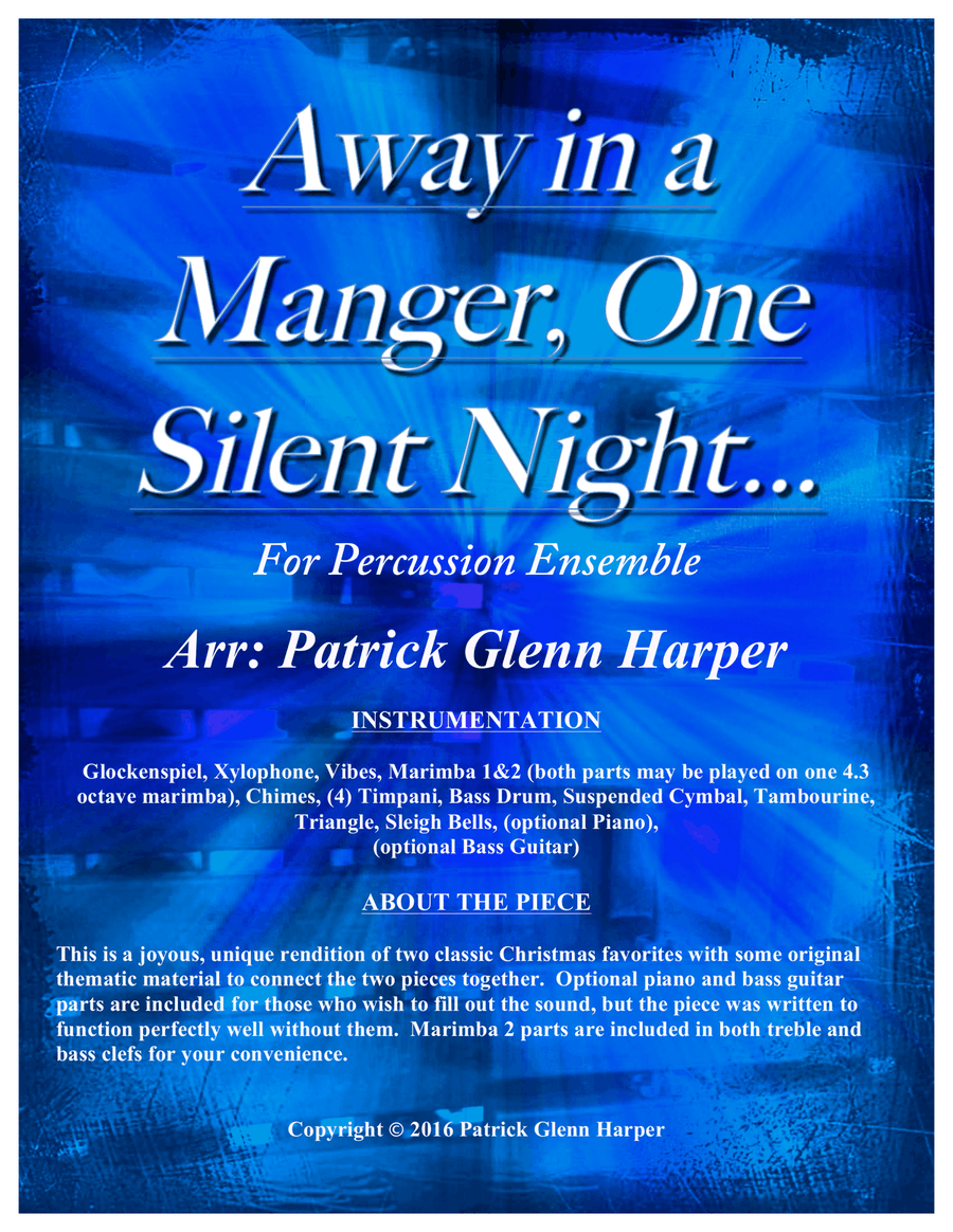 Away in a Manger, One Silent Night - for Percussion Ensemble Percussion Ensemble scores gallery preview page 1
