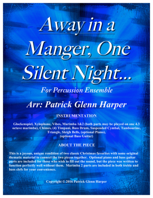 Book cover for Away in a Manger, One Silent Night - for Percussion Ensemble