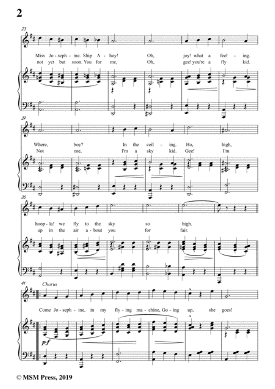 Fred Fisher-Come,Josephine,in My Flying Machine,in D Major,for Voice&Piano Voice scores gallery preview page 4