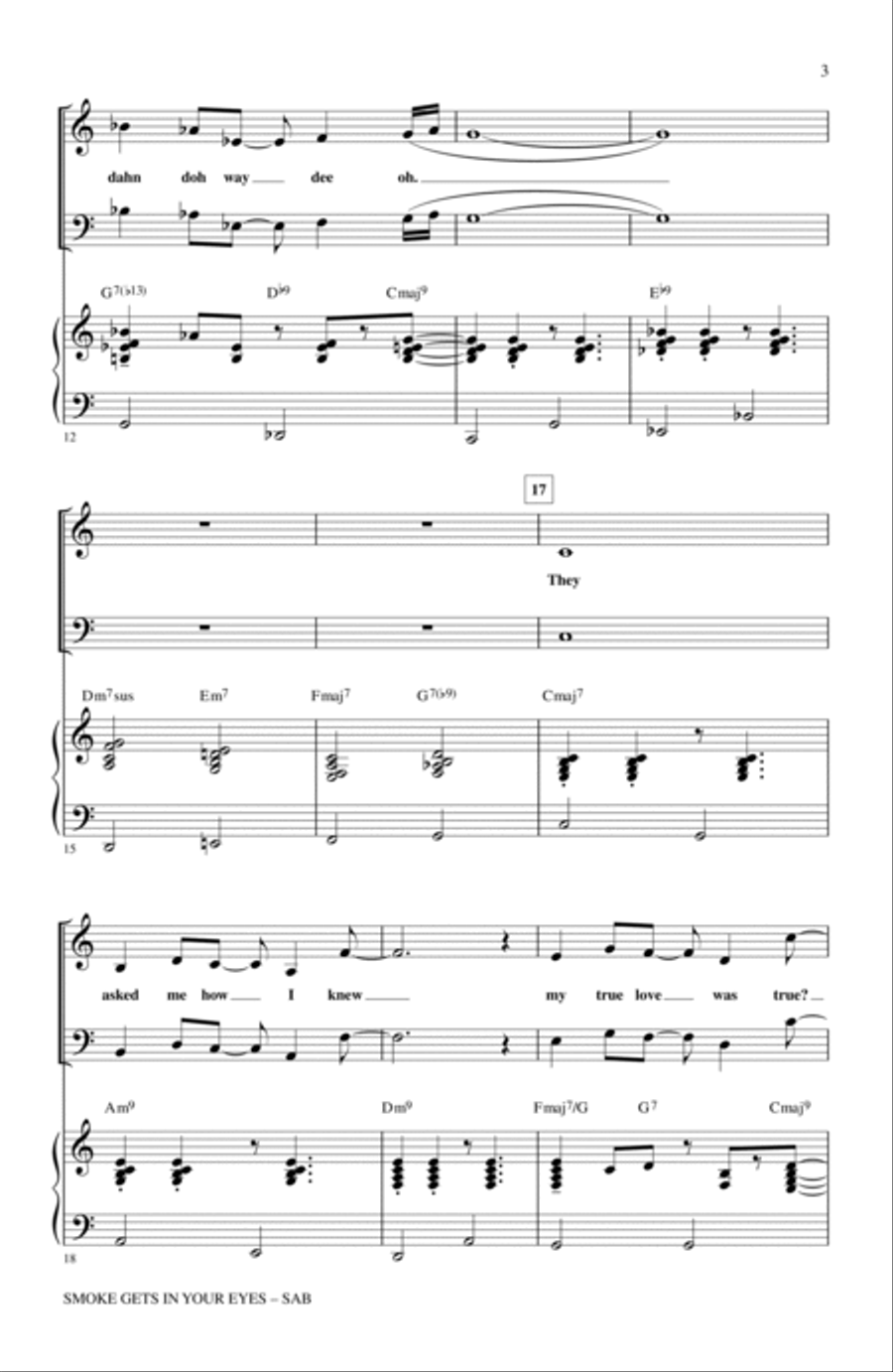 Smoke Gets In Your Eyes (arr. Kirby Shaw) 3-Part scores gallery preview page 2