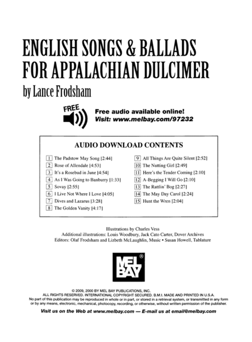 English Songs and Ballads for Appalachian Dulcimer