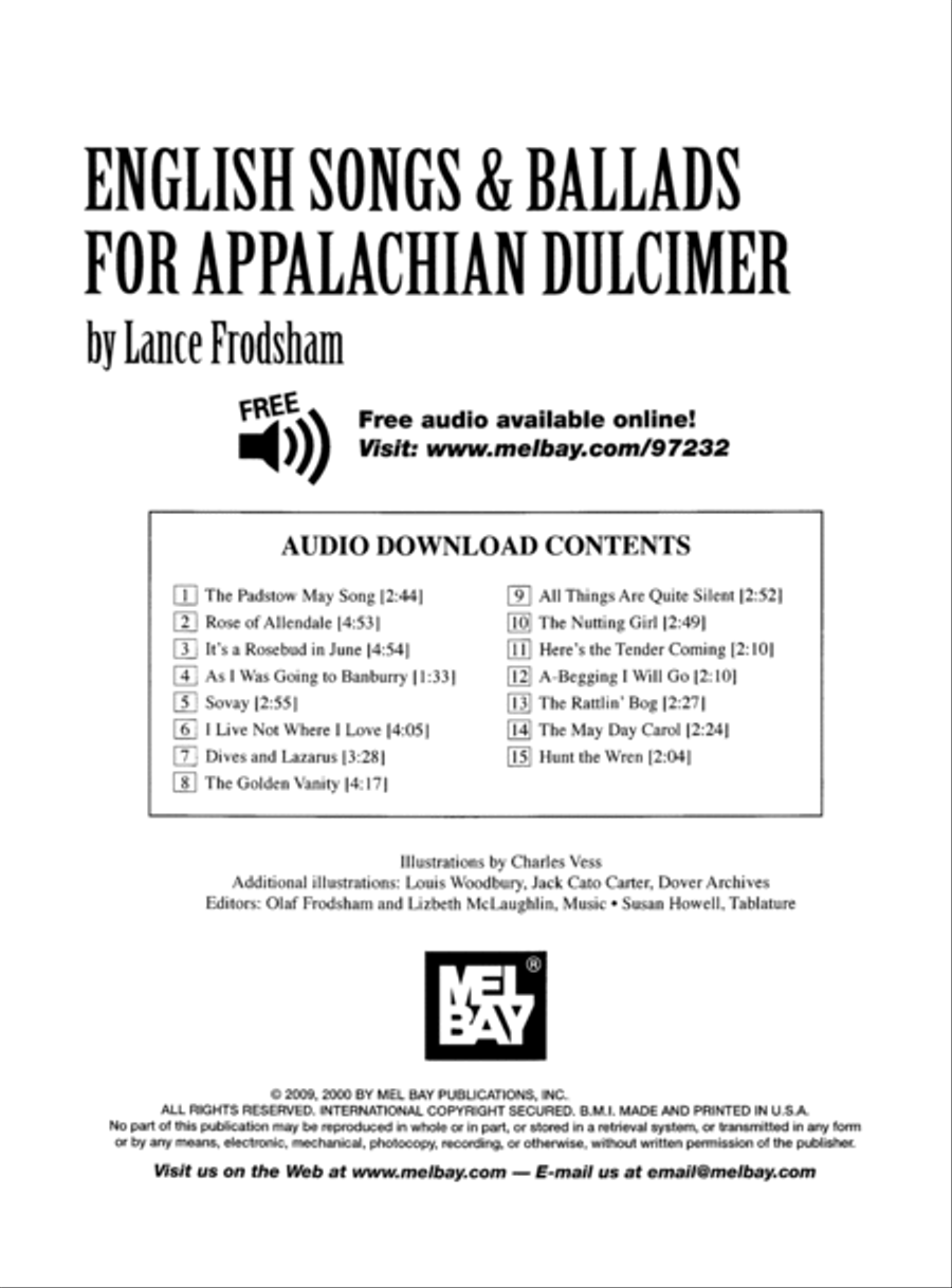 English Songs and Ballads for Appalachian Dulcimer
