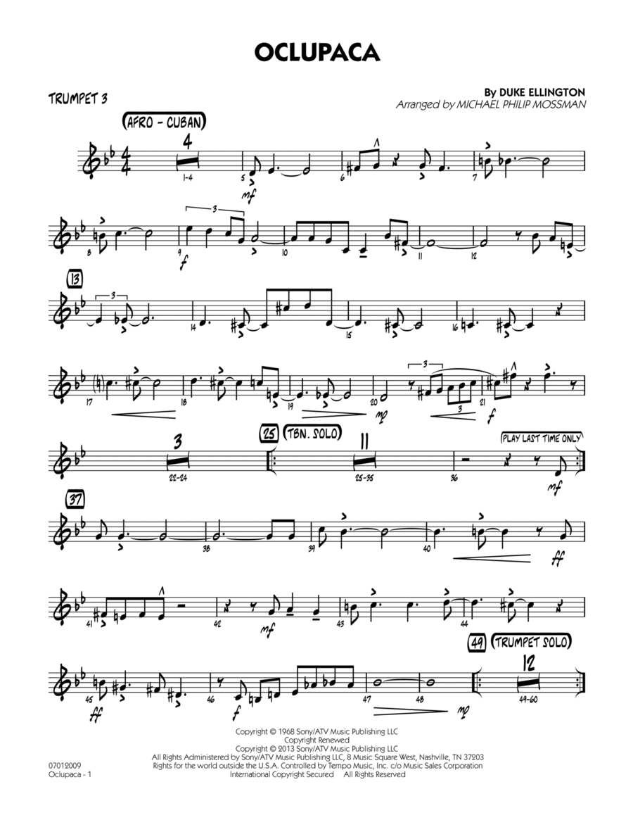Oclupaca - Trumpet 3 Oclupaca - Trumpet 3 Jazz Ensemble scores gallery preview page 1