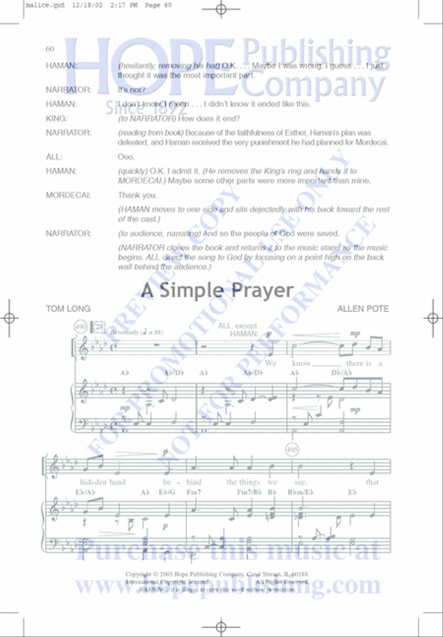 Malice in the Palace Unison Choir scores gallery preview page 60