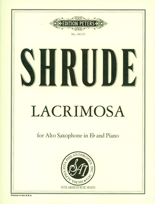 Book cover for Lacrimosa for Alto Saxophone and Piano