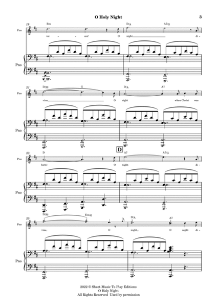 O Holy Night - Voice and Piano - D Major - W/Chords (Full Score and Parts) image number null