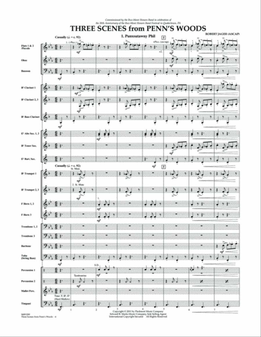 Three Scenes From Penn's Woods - Full Score Concert Band scores gallery preview page 4