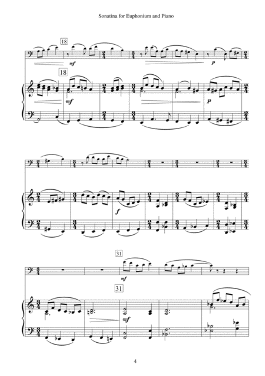 Sonatina for Euphonium and Piano Euphonium scores gallery preview page 4