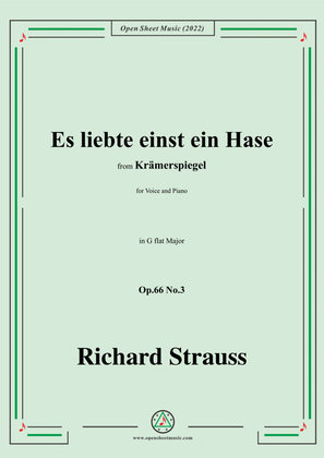 Book cover for Richard Strauss-Es liebte einst ein Hase,in G flat Major,Op.66 No.3