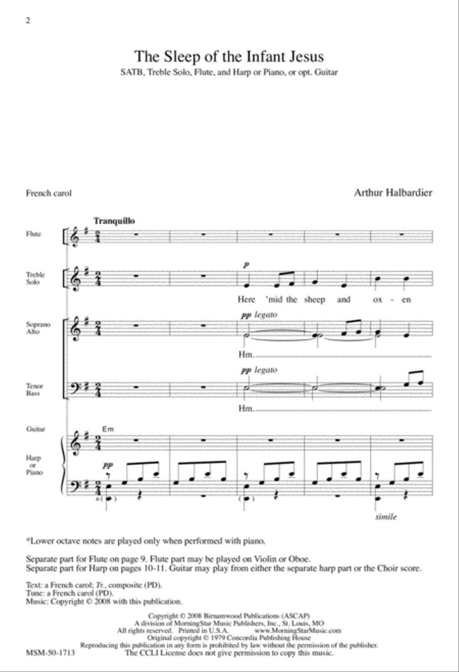 The Sleep of the Infant Jesus 4-Part scores gallery preview page 2