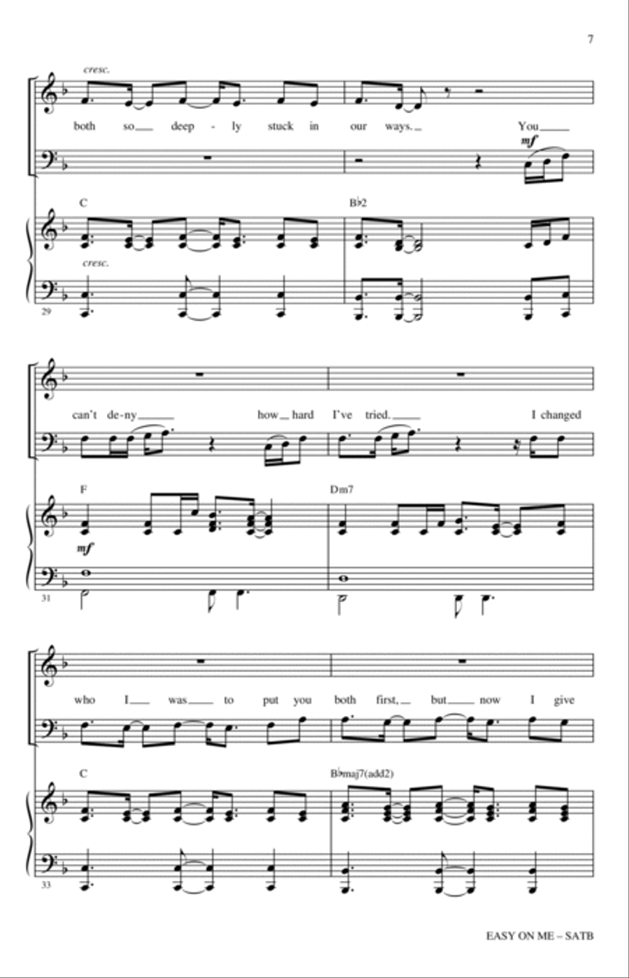 Easy On Me (arr. Mac Huff) 4-Part scores gallery preview page 6