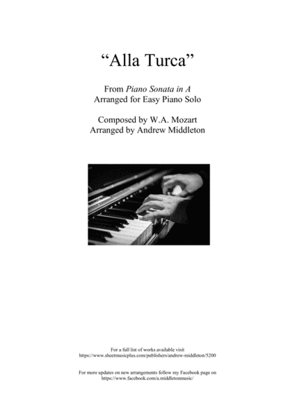 "Alla Turca" arranged for Easy Piano image number null