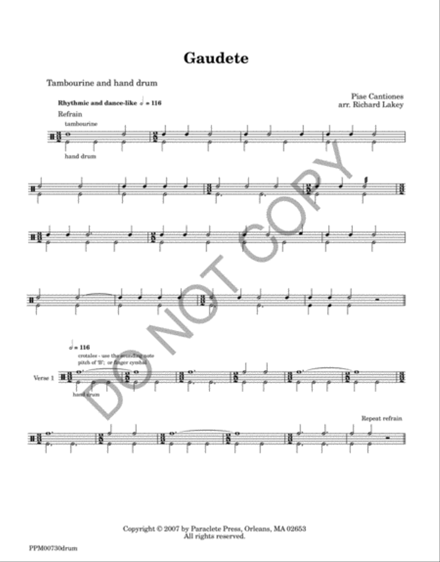Gaudete - Percussion Parts Choir scores gallery preview page 2
