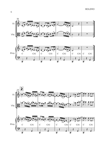 BOLERO - RAVEL - STRING PIANO TRIO (VIOLIN, VIOLA & PIANO) image number null