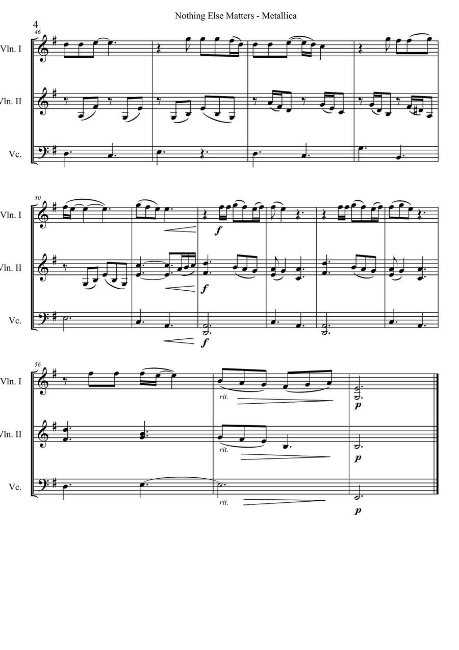 Nothing Else Matters String Trio scores gallery preview page 4