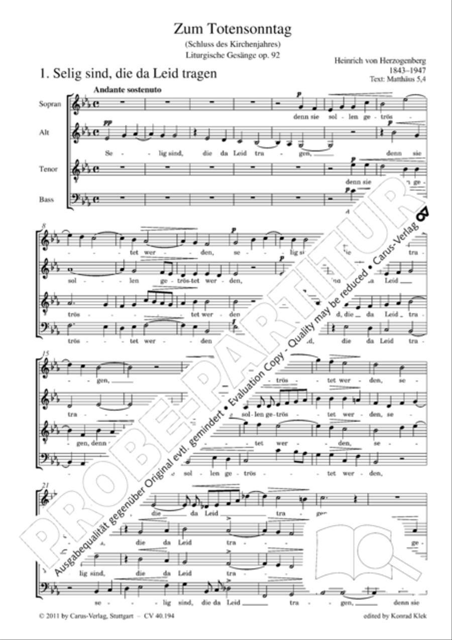 Liturgische Gesange (Totensonntag) Score scores gallery preview page 3