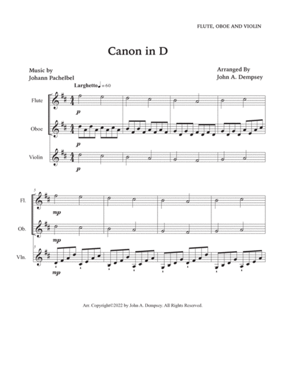 Canon in D (Trio for Flute, Oboe and Violin) image number null