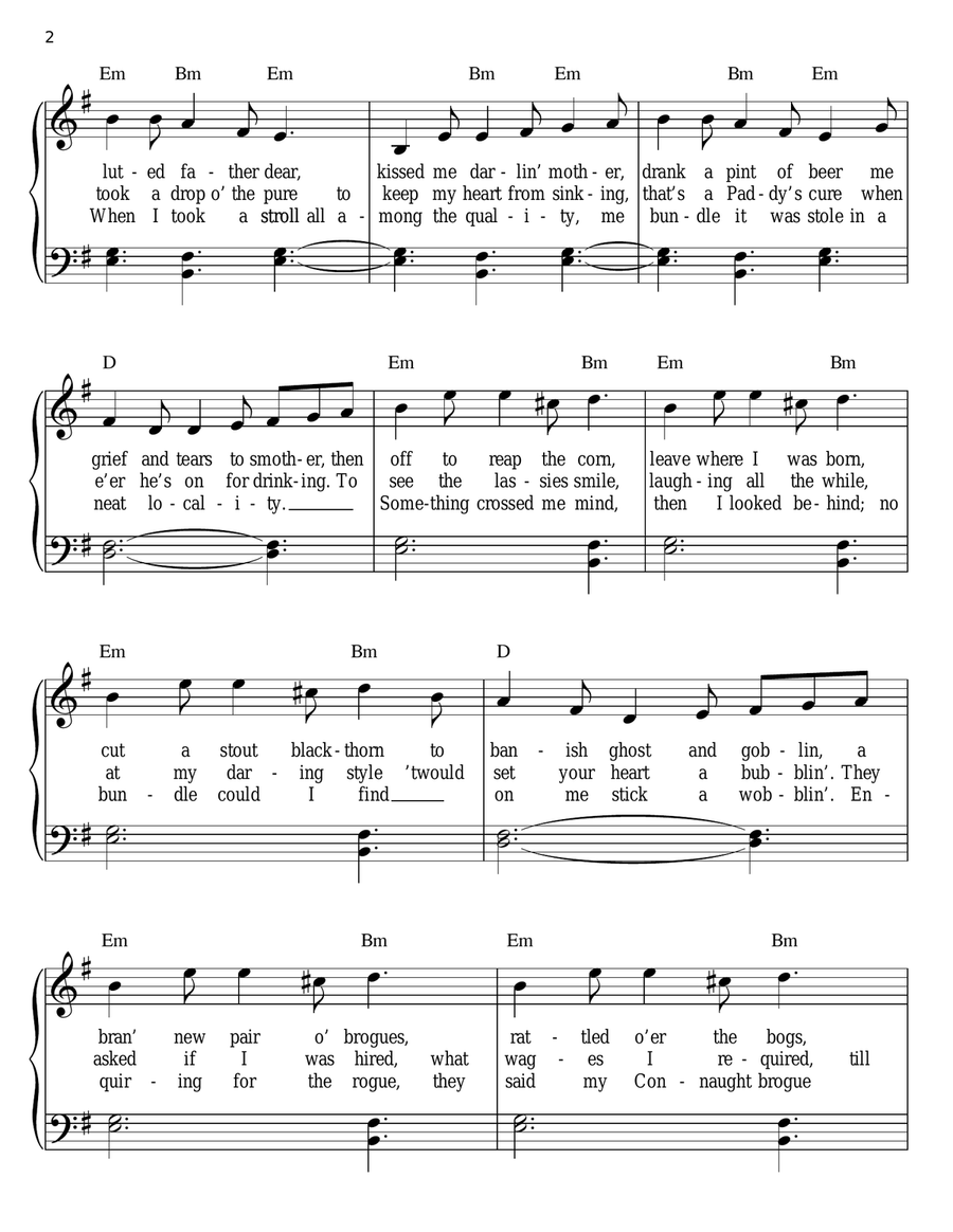 The Rocky Road To Dublin Easy Piano scores gallery preview page 2