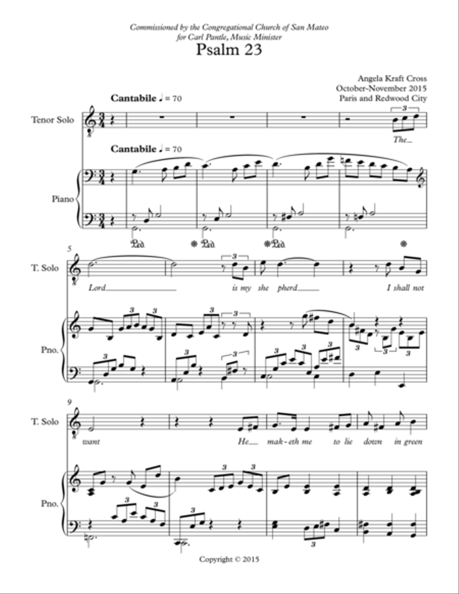 Psalm 23 Tenor Voice scores gallery preview page 1