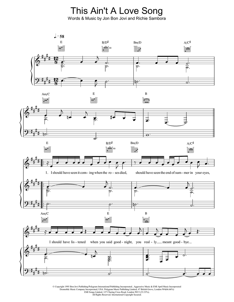 This Ain't A Love Song This Ain't A Love Song Piano, Vocal, Guitar scores gallery preview page 1