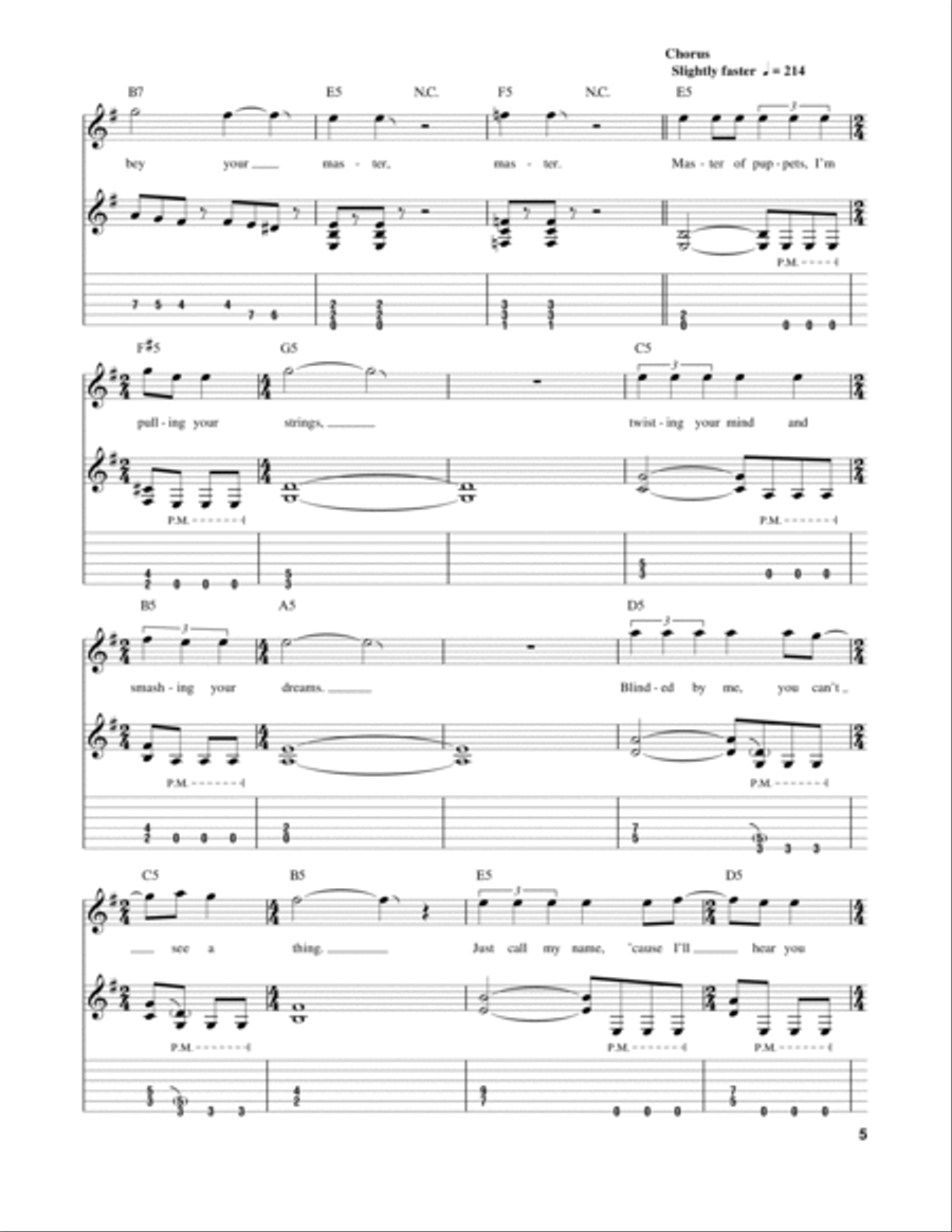 Master Of Puppets Electric Guitar scores gallery preview page 5