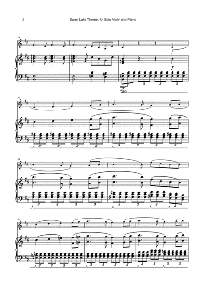 Swan Lake Theme, for Solo Violin and Piano image number null