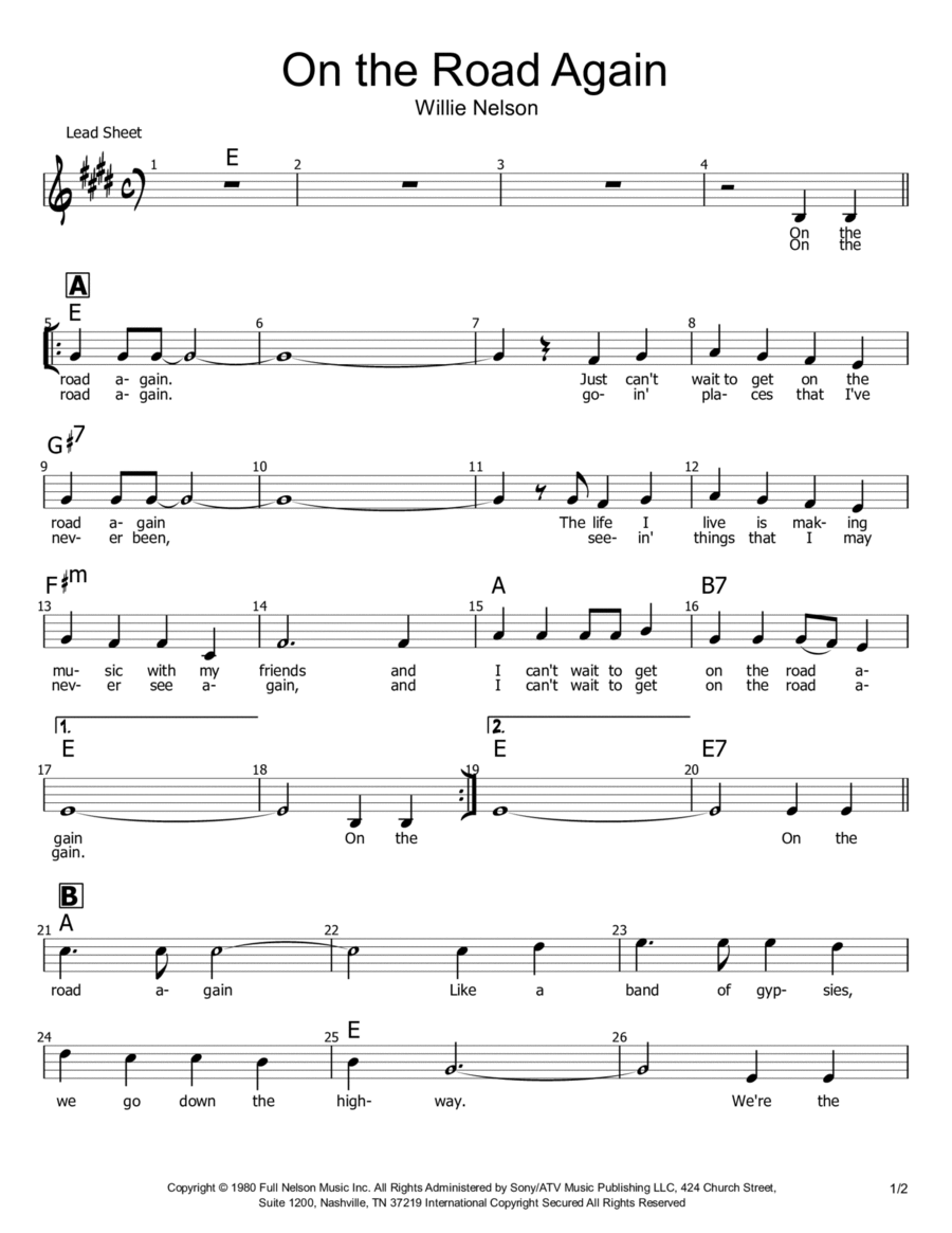On The Road Again On The Road Again Piano scores gallery preview page 1