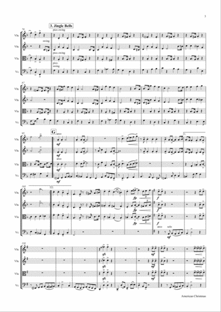 American Christmas - Mash up Rondo of best Christmas Songs - String Quartet String Quartet scores gallery preview page 4