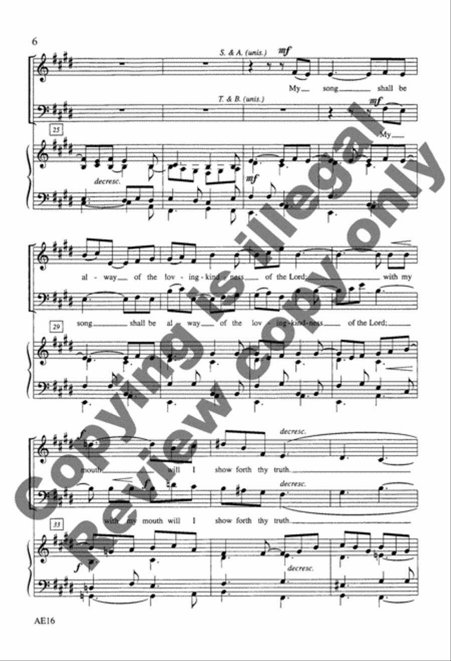 My Song Shall Be Always/Kindness of the Lord 4-Part scores gallery preview page 5