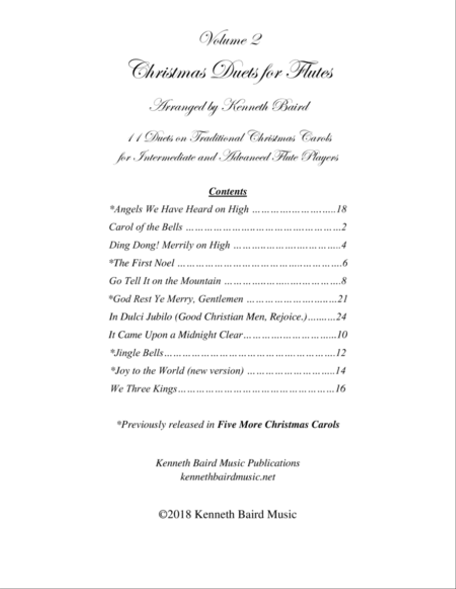 Christmas Duets, Volume 2, for Flutes Flute Duet scores gallery preview page 1