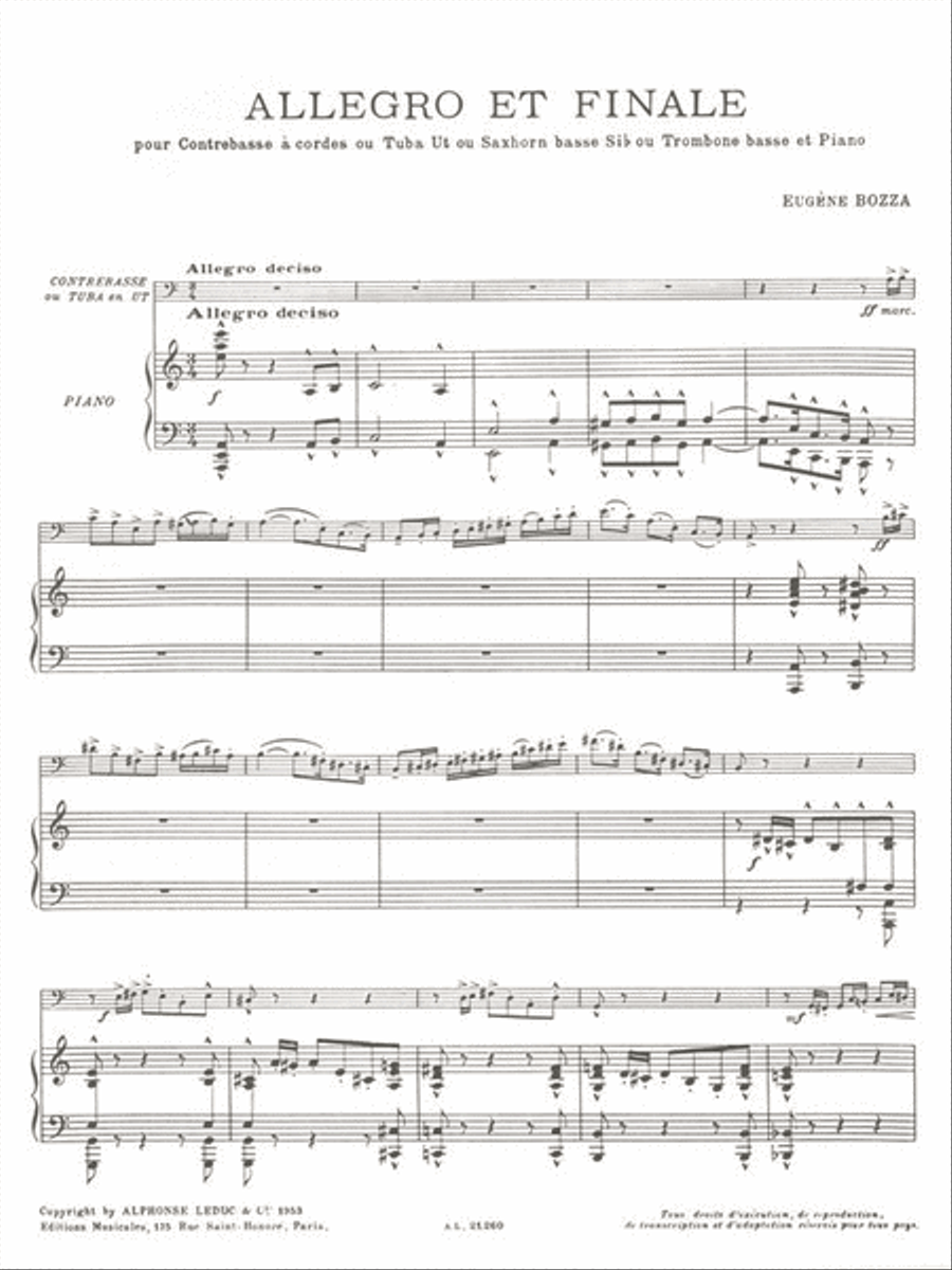 Allegro And Finale, For Double Bass, Tuba, Bass Saxhorn Or Bass Trombone Trombone scores gallery preview page 2