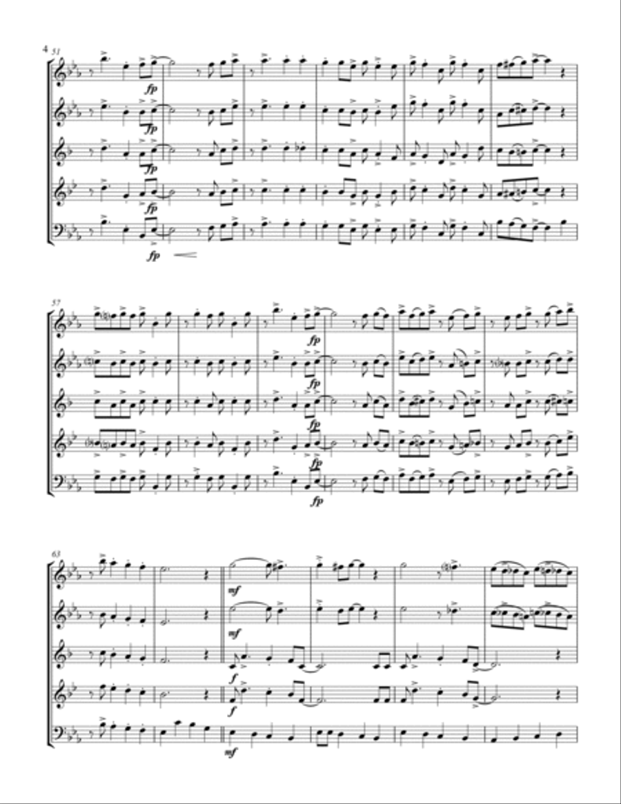 Jingle Bells (for Woodwind Quintet) Woodwind Quintet scores gallery preview page 5
