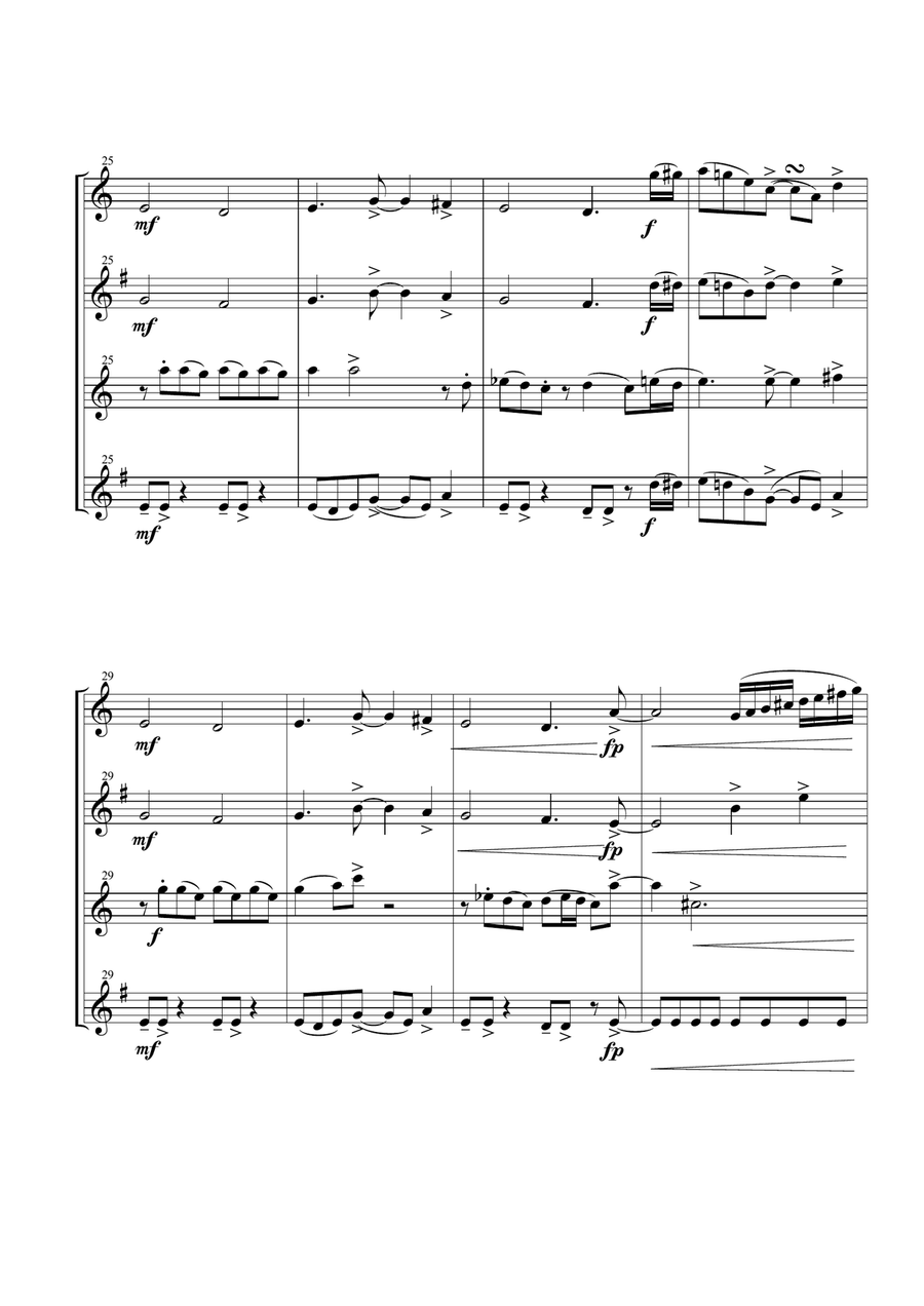 Smoke On The Water Woodwind Quartet scores gallery preview page 5