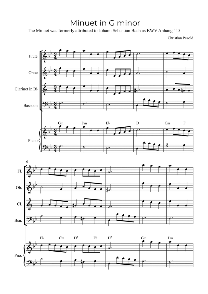 Minuet In G minor (with piano and chords) image number null