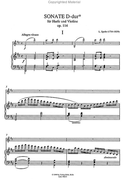 Sonate für Harfe und Violine D-Dur op. 114 (1811) (Originaltonart)