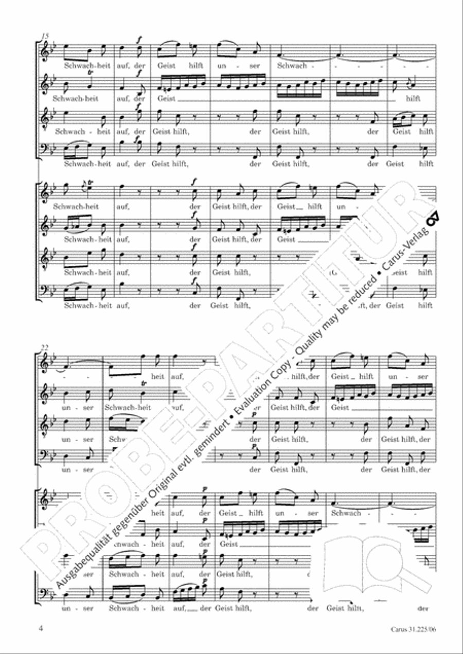 The Spirit makes our weakness strong (Der Geist hilft unser Schwachheit auf) 4-Part scores gallery preview page 5